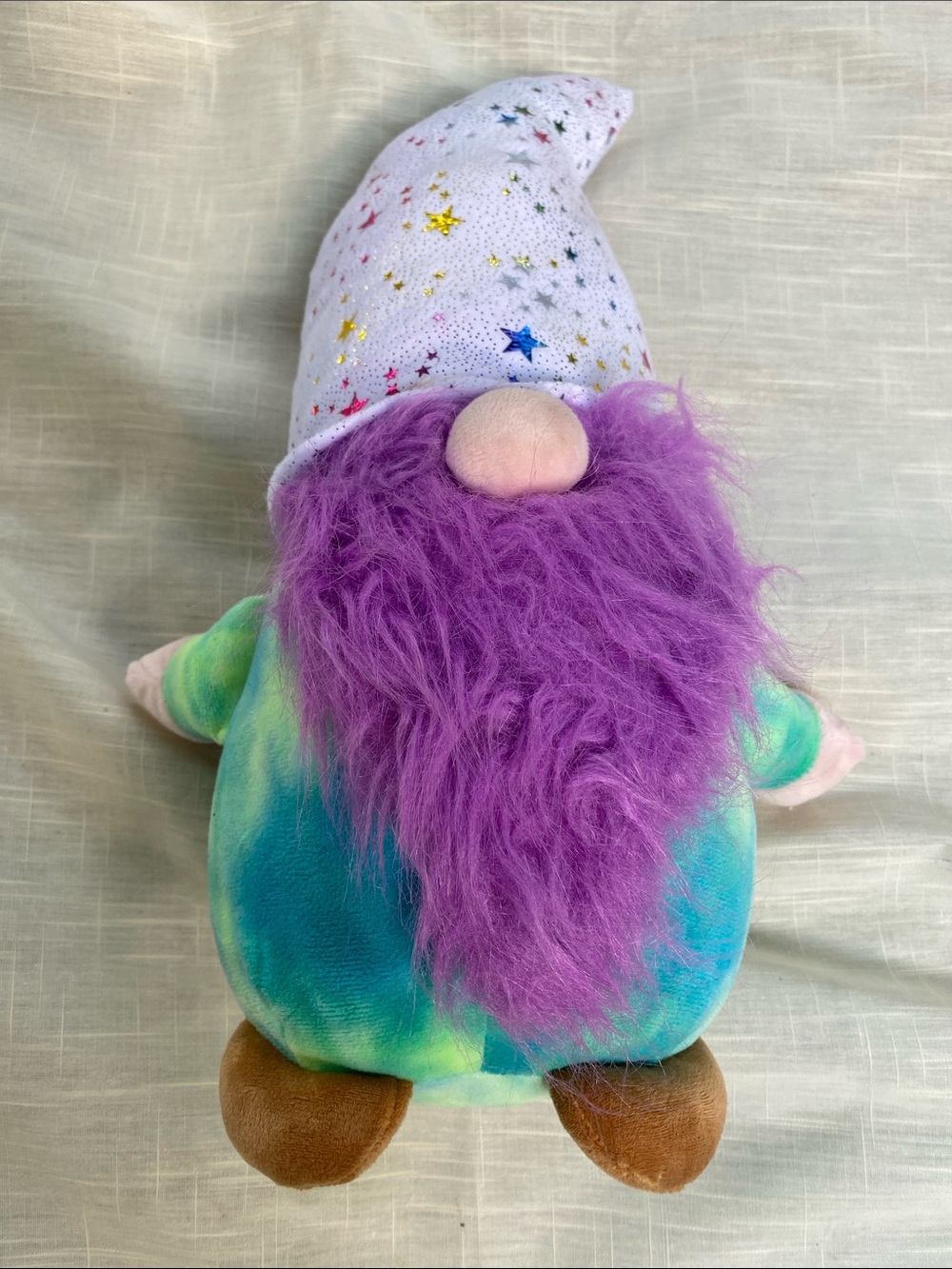 Purple-Beard Tie-Dye Gnome Kids Costume Plush Hat Included